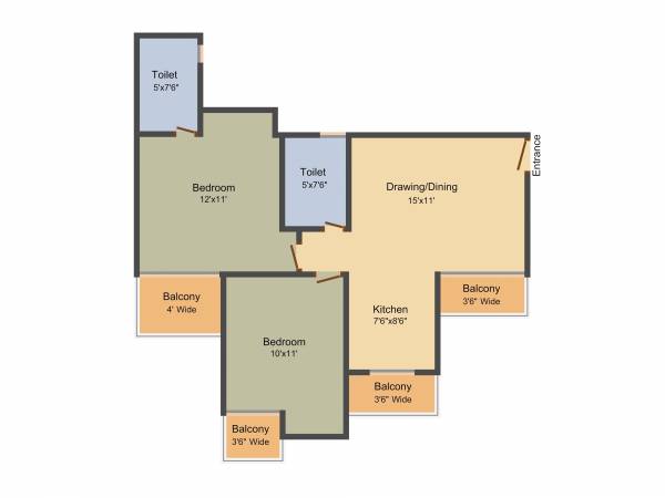 Aims AMG Resi Complex 2 (2BHK+2T (950 sq ft) 950 sq ft)
