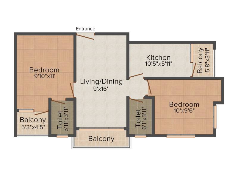 Magnolia Crossword (2BHK+2T (820 sq ft) 820 sq ft)