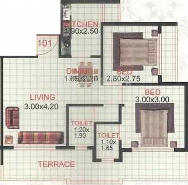Yash Om Datta Apartment (2BHK+2T (950 sq ft) 950 sq ft)