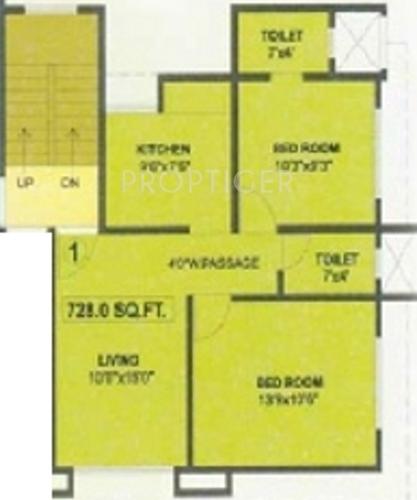 Pashupati Shrishti (2BHK+2T (728 sq ft) 728 sq ft)