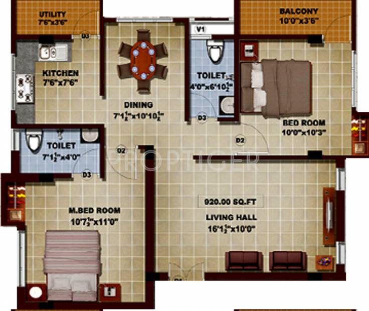 Sapthagiri Sudharsana Apartment (2BHK+2T (920 sq ft) 920 sq ft)