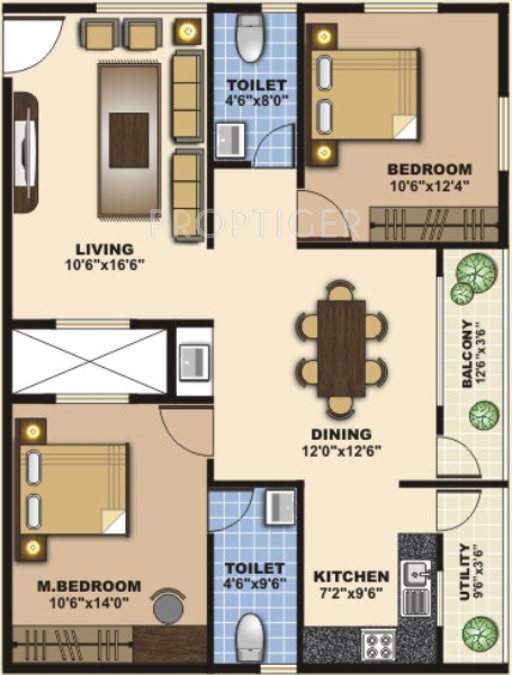 Aesthetic Mahalakshmi Enclave (2BHK+2T (1,170 sq ft) 1170 sq ft)