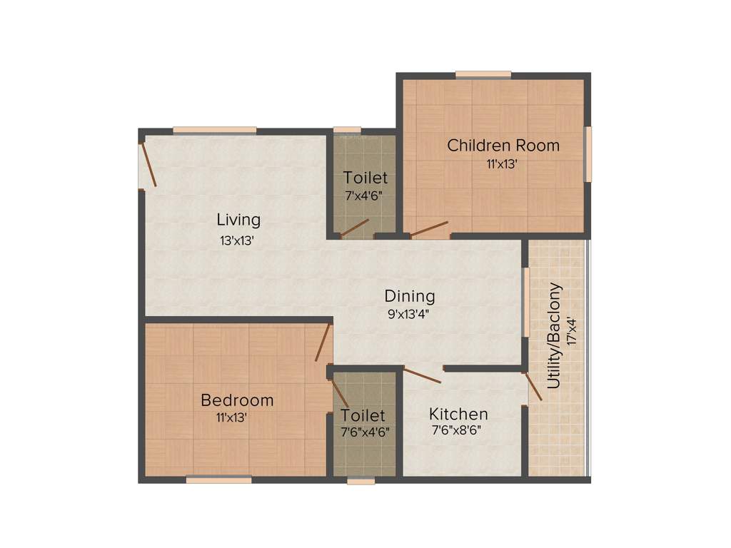 ARS Green Shire (2BHK+2T (1,070 sq ft) 1070 sq ft)