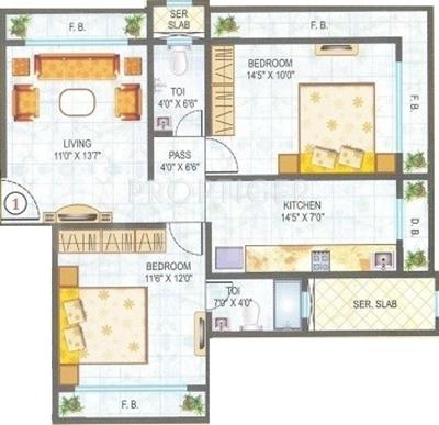 Kandivalikar Pavsha Castle (2BHK+2T (950 sq ft) 950 sq ft)