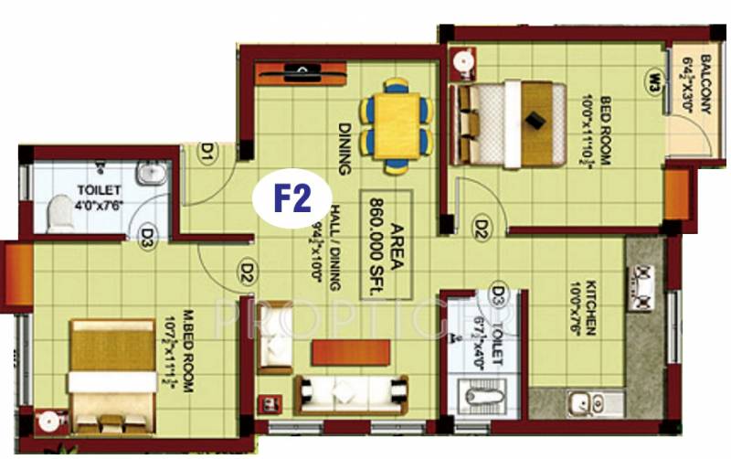 Sapthagiri Sarayu Apartment (2BHK+2T (860 sq ft) 860 sq ft)