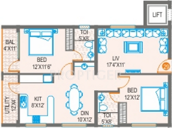 Samhita Royal Splendor (2BHK+2T (1,245 sq ft) 1245 sq ft)