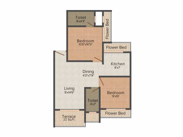 SHK Ruby Homes (2BHK+2T (985 sq ft) 985 sq ft)