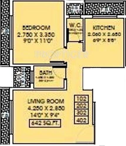Sahil Sai Ashtavinayak Apartments (1BHK+1T (642 sq ft) 642 sq ft)