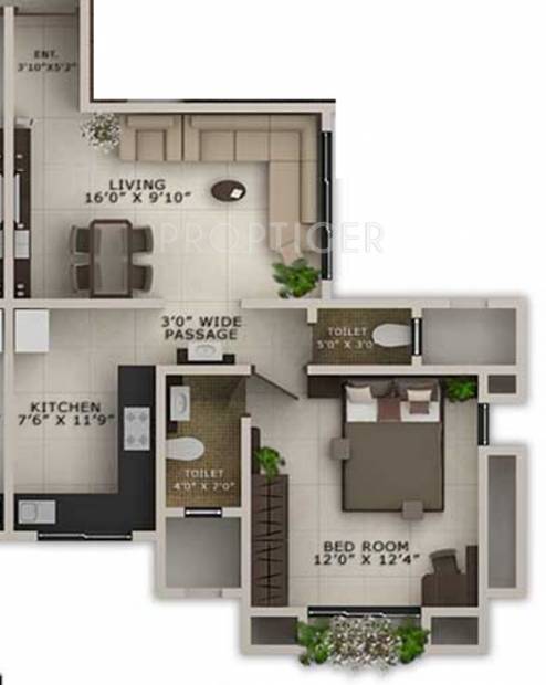 Kunal Shree Govind Apartments (1BHK+2T (745 sq ft) 745 sq ft)