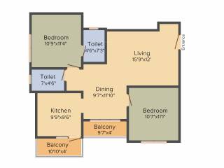 Nahar Mathura (2BHK+2T (1,061 sq ft) 1061 sq ft)