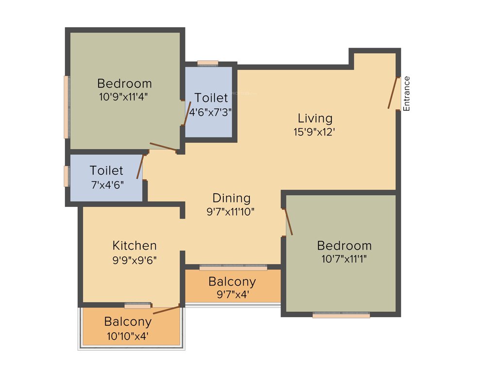 Nahar Mathura (2BHK+2T (1,061 sq ft) 1061 sq ft)