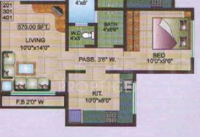  Complex (1BHK+1T (570 sq ft) 570 sq ft)