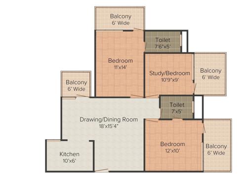 The Antriksh Heights (3BHK+3T (1,450 sq ft) 1450 sq ft)