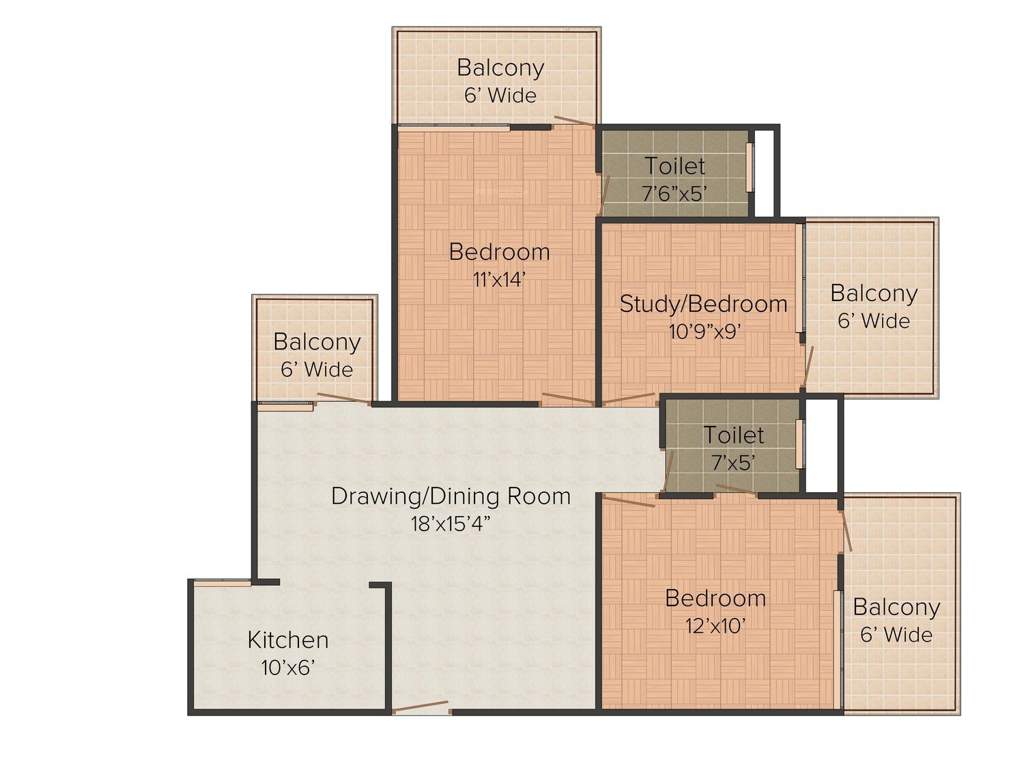 The Antriksh Heights (3BHK+3T (1,450 sq ft) 1450 sq ft)