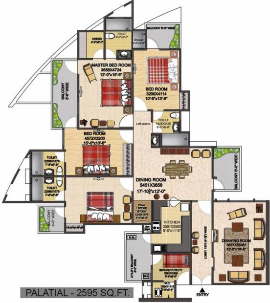 The Antriksh Heights (4BHK+5T (2,595 sq ft) + Servant Room 2595 sq ft)