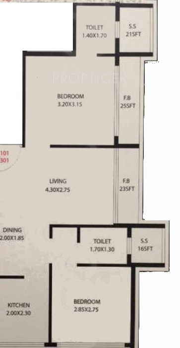Titanium One (2BHK+2T (1,100 sq ft) 1100 sq ft) Titanium One (2BHK+2T (1,100 sq ft) 1100 sq ft)