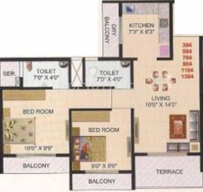 Space Heights (2BHK+2T (1,115 sq ft) 1115 sq ft)