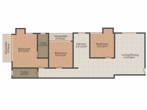 Roytech Group Eastern Woods 3BHK+3T (1,600 sq ft) Roytech Group Eastern Woods 3BHK+3T (1,600 sq ft)