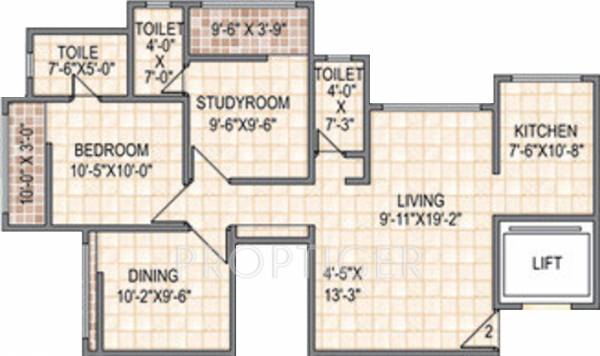 Gurukrupa Vrindavan (1BHK+3T (802 sq ft)   Study Room 802 sq ft)