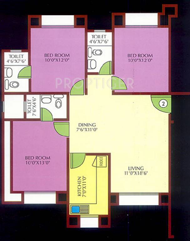 Ansal Whispering Meadows (3BHK+3T (1,028 sq ft) 1028 sq ft)