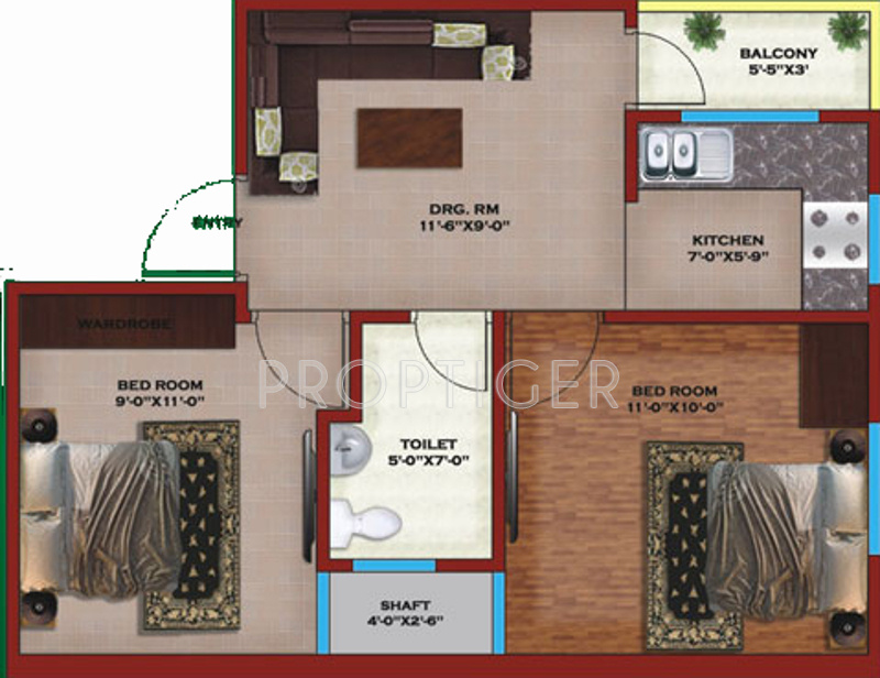 Allure Aadya Tower (2BHK+1T (526 sq ft) 526 sq ft)