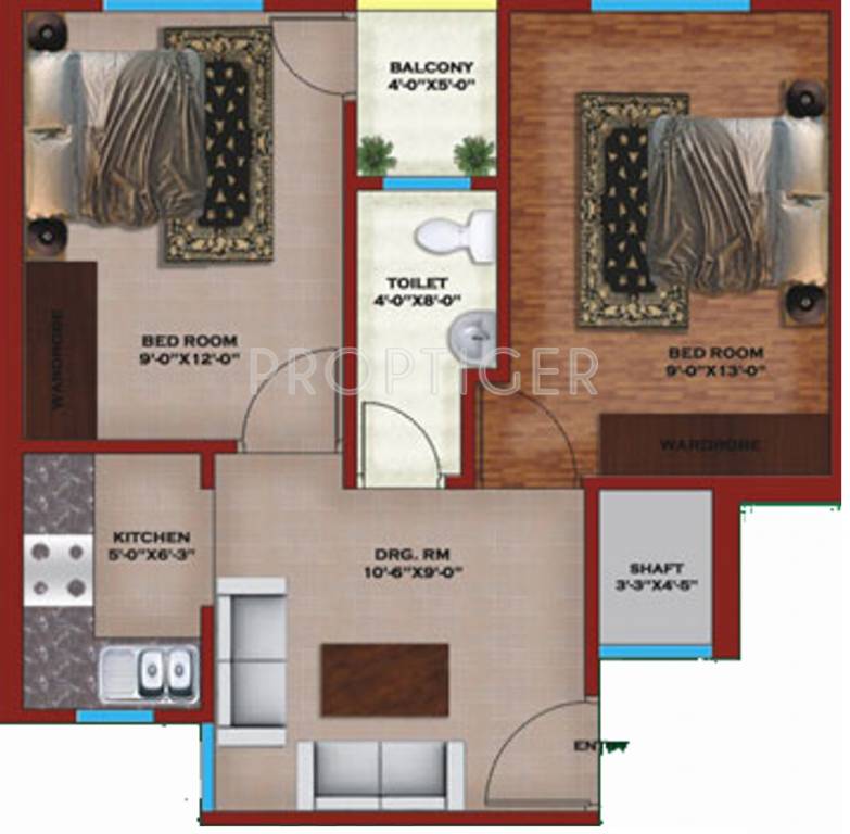 Allure Aadya Tower (2BHK+1T (536 sq ft) 536 sq ft)