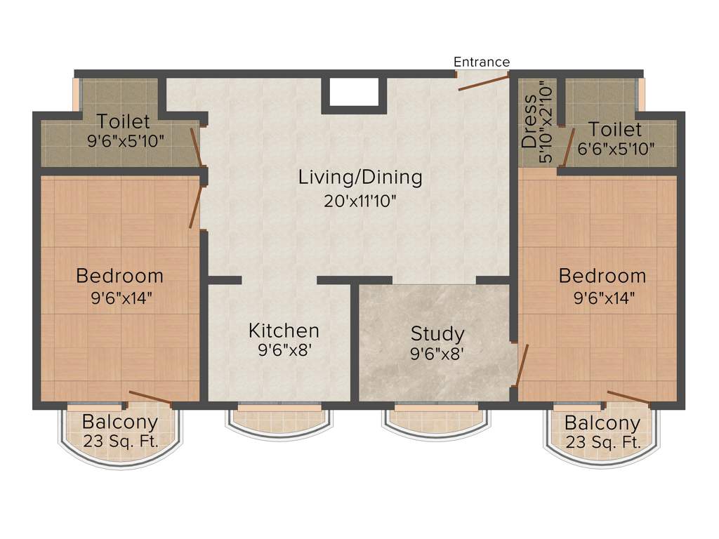 Atlas Celestial Park (2BHK+2T (1,110 sq ft) + Study Room 1110 sq ft)