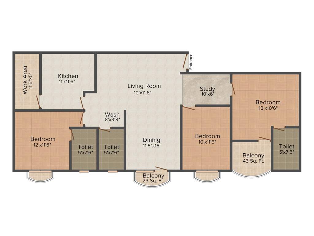 Atlas Celestial Park (3BHK+3T (1,488 sq ft) + Study Room 1488 sq ft)