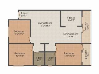 Shivaganga Dwarkamai (3BHK+2T (1,340 sq ft) 1340 sq ft)