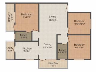 Shivaganga Dwarkamai (3BHK+2T (1,370 sq ft) 1370 sq ft)