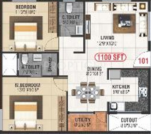 Manani Prabhat Royal (2BHK+2T (1,100 sq ft) 1100 sq ft)