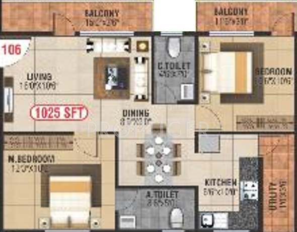 Manani Prabhat Royal (2BHK+2T (1,025 sq ft) 1025 sq ft)