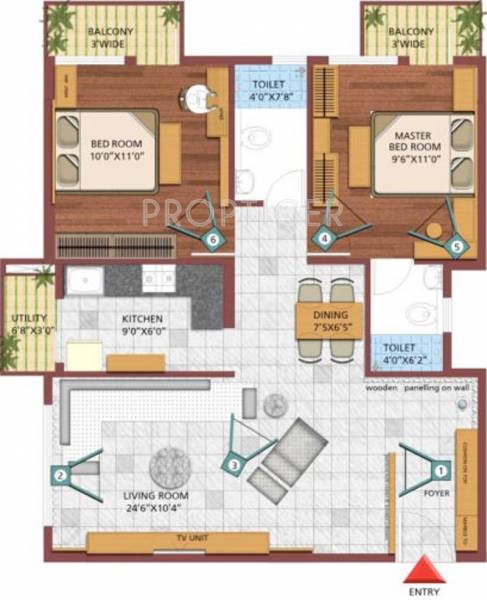 Manani Unnathi Floor Plan (2BHK+2T)