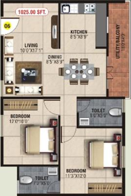 Manani Sai Residency (2BHK+2T (1,025 sq ft) 1025 sq ft)