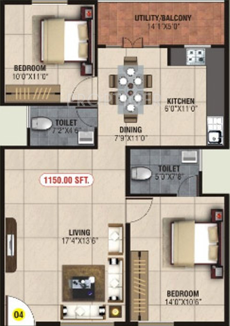 Manani Sai Residency (2BHK+2T (1,150 sq ft) 1150 sq ft)