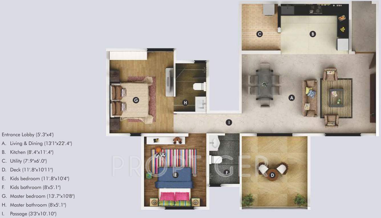 Geras Song Of Joy (2BHK+2T (1,230 sq ft) 1230 sq ft)
