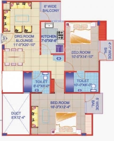 Floor Plan (2BHK+2T) Dolphin Developers Anand SB Aashiyana Floor Plan (2BHK+2T)