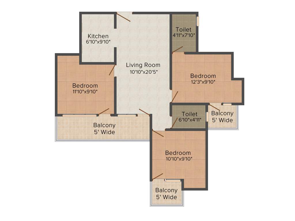 Cosmos Greens (3BHK+2T (1,240 sq ft) 1240 sq ft)