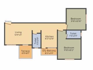 Shah And Associates K K Meadows (2BHK+2T (871 sq ft) 871 sq ft)