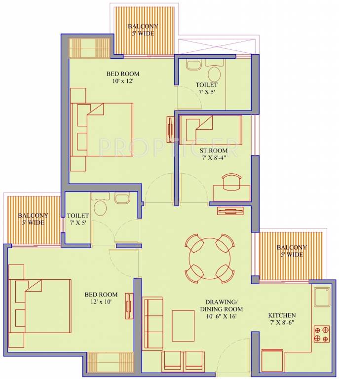 Ajnara Le Garden (2BHK+2T (1,095 sq ft) + Study Room 1095 sq ft) Ajnara Le Garden (2BHK+2T (1,095 sq ft) + Study Room 1095 sq ft)