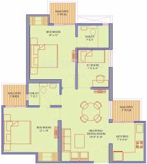 Ajnara Le Garden (2BHK+2T (1,095 sq ft) + Study Room 1095 sq ft) Ajnara Le Garden (2BHK+2T (1,095 sq ft) + Study Room 1095 sq ft)