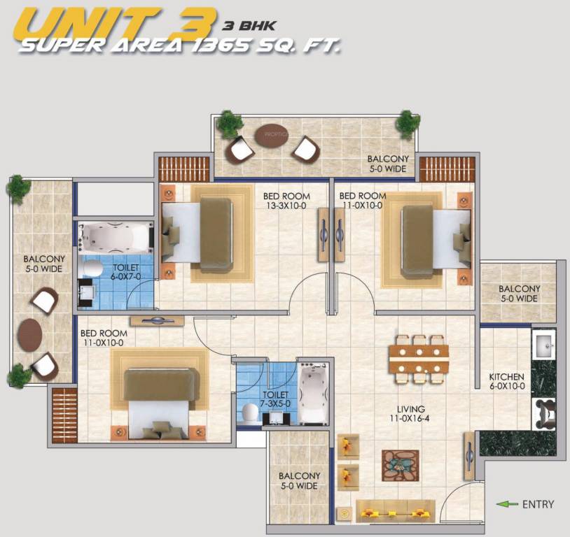 RSL Sports Home (3BHK+2T (1,365 sq ft) 1365 sq ft)