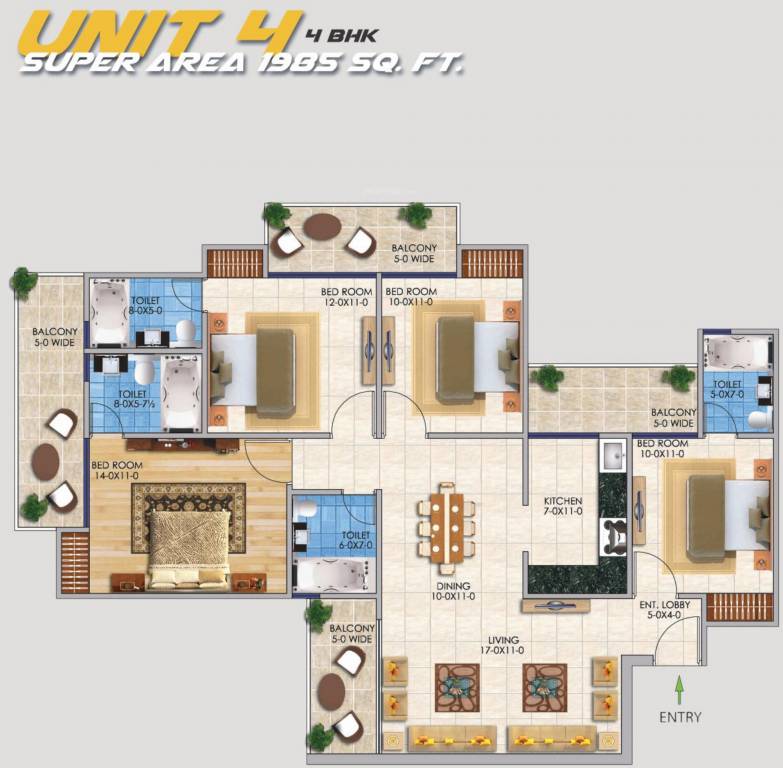 RSL Sports Home (4BHK+4T (1,985 sq ft) 1985 sq ft)