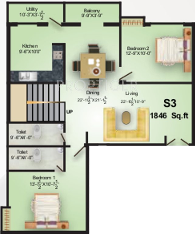 MS MM Seaview (3BHK+3T (1,846 sq ft) 1846 sq ft)