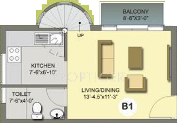Bethel Trinity Lower Level Duplex Plan (2BHK+2T)