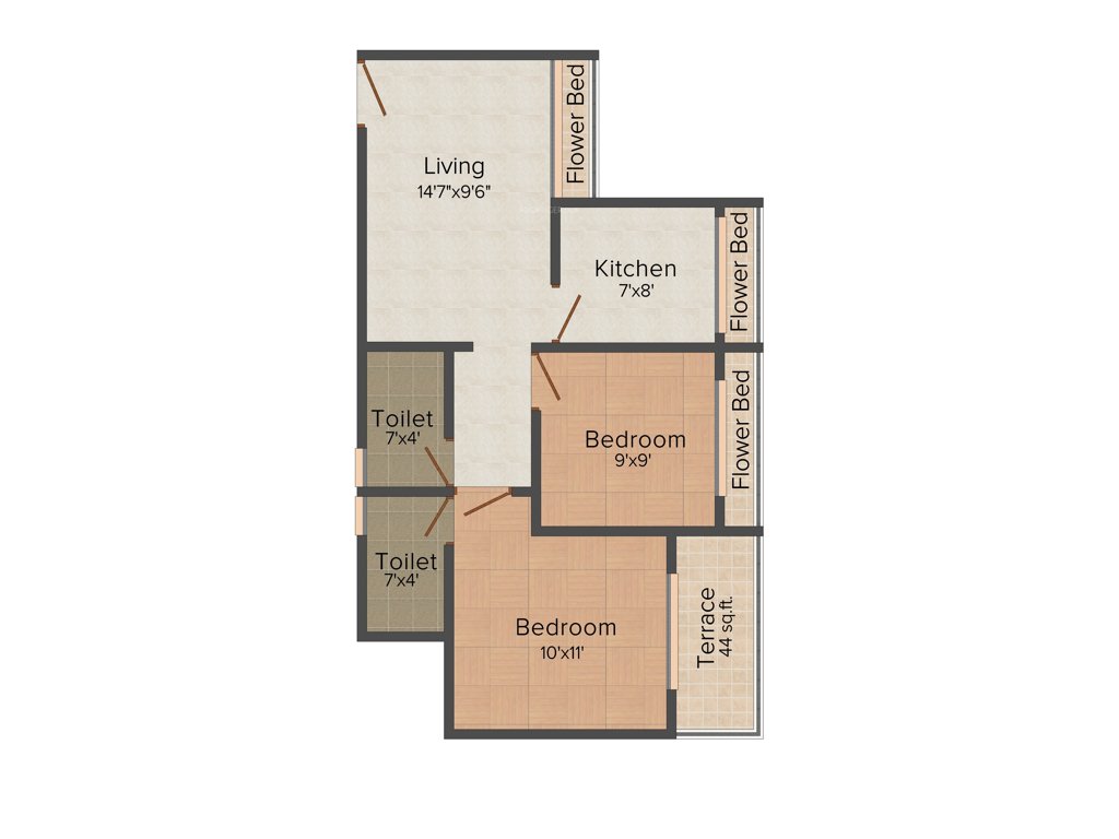 Radha Residency (2BHK+2T (980 sq ft) 980 sq ft)