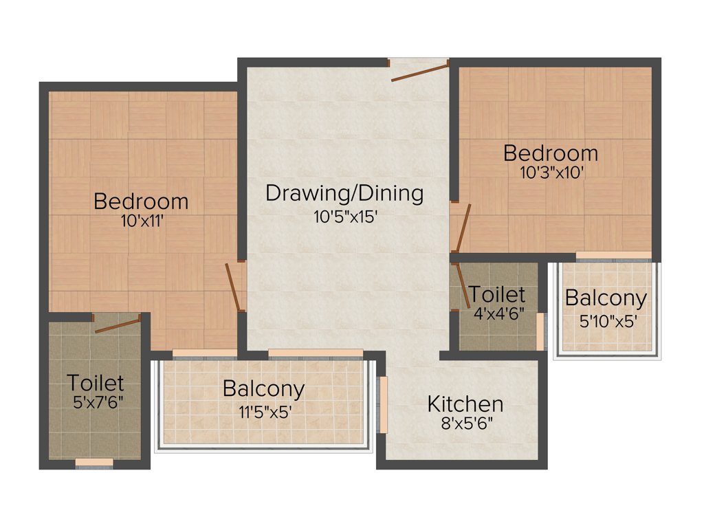 DBF Dev Heights (2BHK+2T (941 sq ft) 941 sq ft)