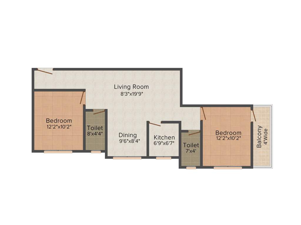 GM Meena Sparsh (2BHK+2T (1,060 sq ft) 1060 sq ft)