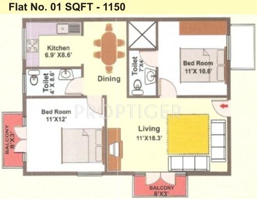 Mahaghar Sagar Deep (2BHK+2T (1,150 sq ft) 1150 sq ft)