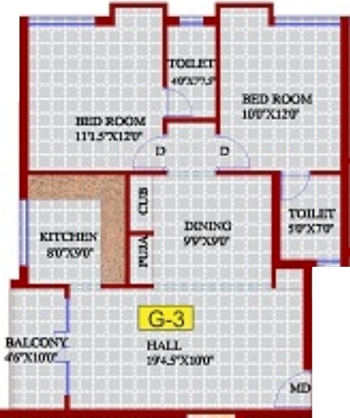 JMM Lakshmi Apartments (2BHK+2T (1,047 sq ft) 1047 sq ft)